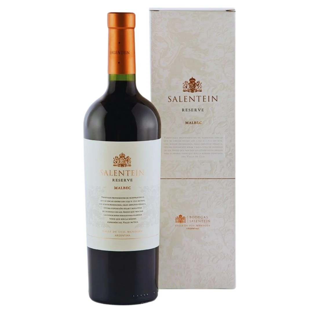 Vino salentein reserve malbec con estuche